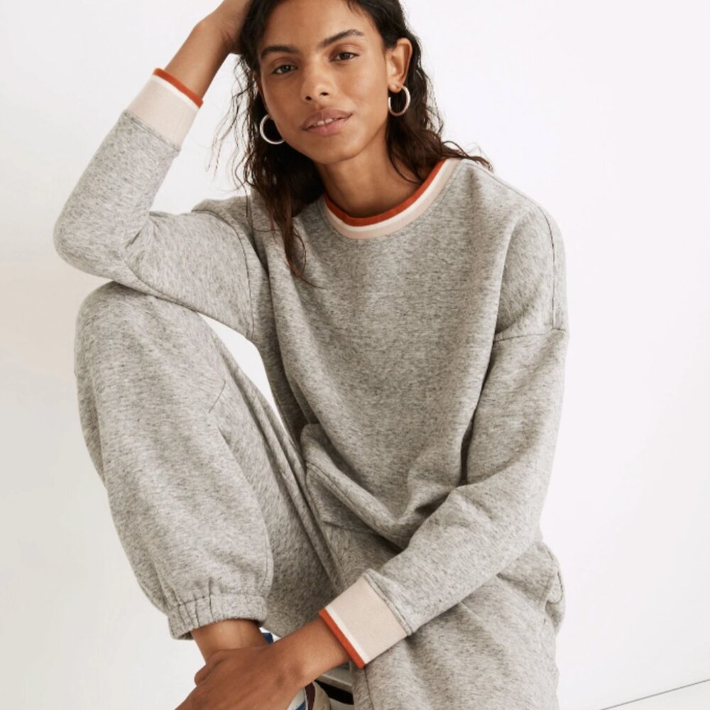 Madewell MWL Betterterry Ringer Crop Sweatshirt
